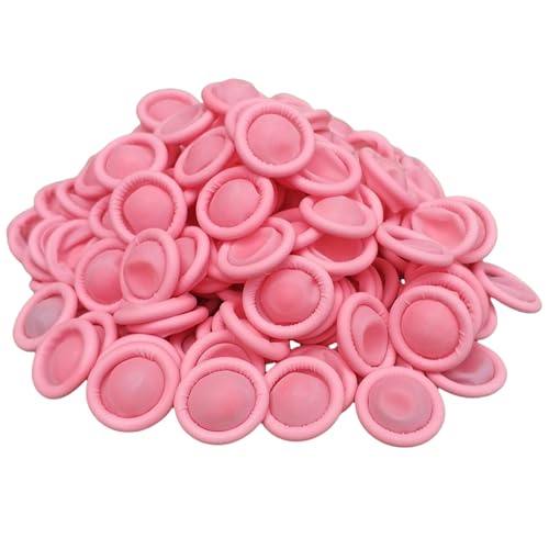 DJCIW 100PCS Disposable Latex Finger Cots Medium Size Fingertip Protector Gloves for Electronics Repair Crafts Medical Use & Industrial Applications Thumb Covers for Finger Protection Pink