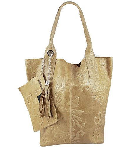 Freyday Borsa shopper da donna in vera pelle, con