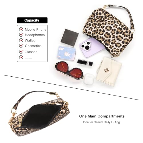 Bolso de hombro estampado leopardo para mujer pequeño miniatura 5