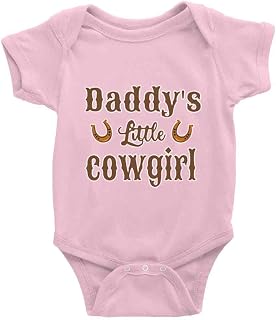 Daddy's Little Cowgirl Cute Baby Cartoon Bodysuit Short Sleeve Rompers Jumpsuit Unisex