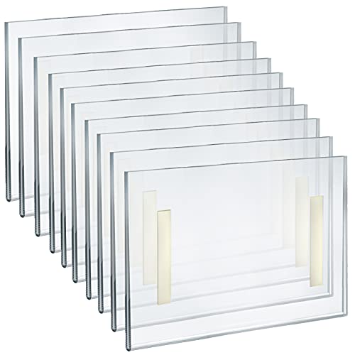 Azar Displays 122022 Self Adhesive Clear Acrylic Wall Sign Holder Frame 11" W x 8.5" H- Landscape/Horizontal, 10-Pack