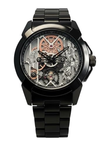 Image of Shree Ram Skeleton Watch, Ayodhya Mandir Theme, Mechanical Look Quartz, Stainless Steel Metal Bracelet, Round Dial with Deity Engraving for Man and Boyes