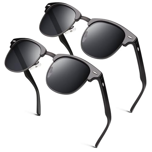 GQUEEN Horn Gestell Halbrahmen Retro Polarisiert Sonnenbrille Herren Damen