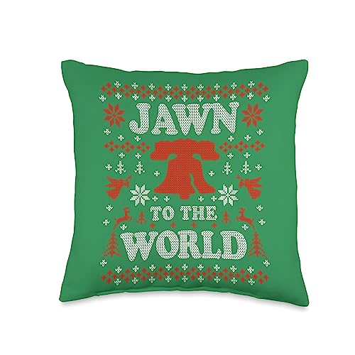 JAWN to the WORLD Philly Fan Philadelphia Ugly Christmas Throw Pillow