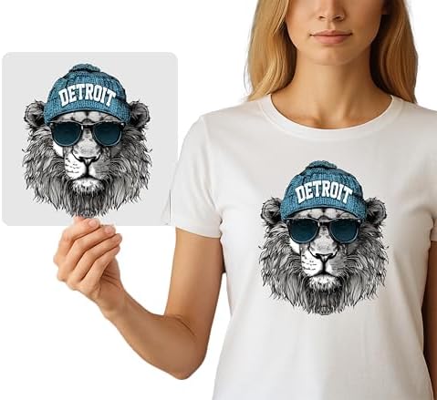 Lion Iron-On Graphic: Detroit Heat Transfer for DIY Apparel | Urban Style DTF | Cool Animal Print | Ready-to-Press Heat Press Decal