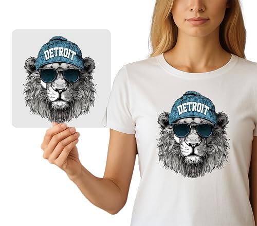 Lion Iron-On Graphic: Detroit Heat Transfer for DIY Apparel | Urban Style DTF | Cool Animal Print | Ready-to-Press Heat Press Decal