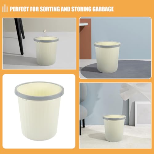 Caneca de basura beige de plástico de 12 litros sin tapa miniatura 5