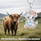 YFN Highland Cow Necklace Sterling Silver Highland Cow Pendant Necklace Moonstone Jewellery Gifts for Women - Image 6