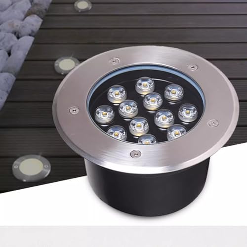 VSHENG Exterior Lámpara Empotrable En El Suelo Redonda Luz De Paisaje AC85-265V IP66 Resistente Al Agua Luz Subterránea Empotrada para Cubierta Escalón Jardín Patio Luces Enterradas(Green,1W)
