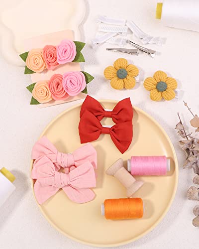 Doboi Baby Girl Hair Clips 20Pcs Baby Girl Bows Flower Cotton Prints Hair Accessories Fully Lined Alligator Hair Clips For Girls Toddler Kids #TOP4