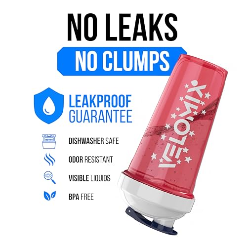 Image of VELOMIX -2 Pack- 28 oz Protein Shaker Bottles for Protein Mixes - 2x Wire Whisk | Leak Proof Shaker Cups for Protein Shakes and Pre Workout | Protein Shaker Bottle Pack (USA Flag)
