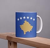 Tinisu Kosovo Kaffeetasse 325ml Flagge Keramik Spülmaschinenfest Büro Geschenk Tee Tasse, 4255718500007