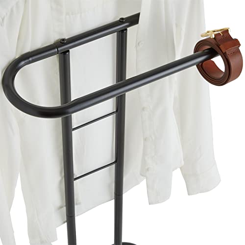 IDIMEX Herrendiener Camilo, praktischer Stummer Damen Diener mit Hosenbügel, schöner Kleiderbutler mit Sackohalter, moderner Kleiderständer in schwarz lackiert