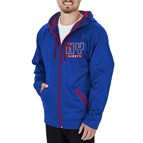 Zubaz Officially Licensed Men's NFL Full Zip Hoodie with Team Color Camo, New York Giants, Size Medium