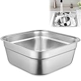 Toyosport Stainless Steel Washing Up Bowl, Multi-Purpose Dish Tub for Sink, Large Square Container for Kitchen, Vegetable Washing Basin, Multi-functional Metal Dishpan for Home