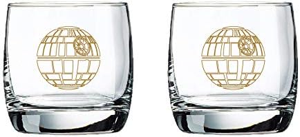 Glass Set - Death Star - Collectible Gift Set of 2 Glasses - 10 oz Capacity - Classic Design - Heavy Base