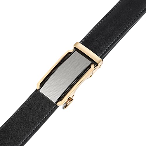 Image of Founders & C Men's Ratchet Belt 1 3 /8 inch,Leather Dress Belt Adjustable with Click Sliding Buckle Trim to Exact Fit