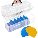 Yoimize ロングカードボックス 10枚仕切り板付き 手持ちトレカケース ポケカケース カードケース透明 大容量 ストレージボックス 横入れ 縦入れ 約200枚トップローダー/1000枚tcg収納可能 ポケカ/遊戯王/デュエマ/各種カードゲーム対応 (35.5長さ x 10.7幅 x 12高さ cm)