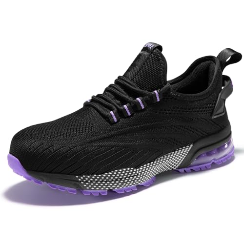 SPIEZ Sicherheitsschuhe Damen Leicht rutschfest Arbeitsschuhe für Damen Sicherheitsschuhe Mit Dämpfung für Arbeit und Alltag Schwarz Lila EU 40