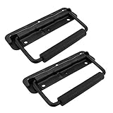 Sscon 5' x 1' Spring Loaded Pull Handles Black Heavy Duty Tool Box Handles Trunk Surface Mounted Pull Handles with 15mm Thickness PVC Grip (2 Packs)