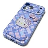 MKDILIUNQ Cute Cartoon Phone Case for iPhone 17 Pro Max, Lovely Purple Kawaii Phone Case with a Mirror Stand, Suitable for Children, Girls, and Women.
