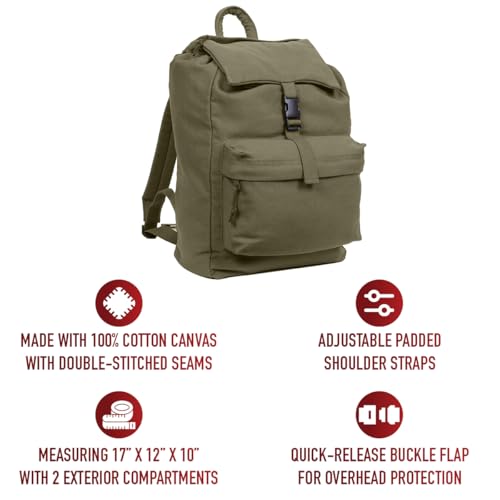 Rothco 613902021693 Canvas Daypack – Heavy-Duty Cotton Canvas Backpack thumb #1