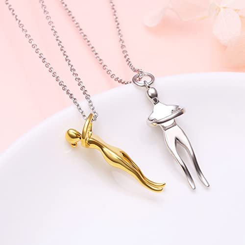 FLYOW Hug Couple Necklace S925 Sterling Silver Hugging Necklace Anniversary Jewelry for Him and Her,Lover Valentines day gift3