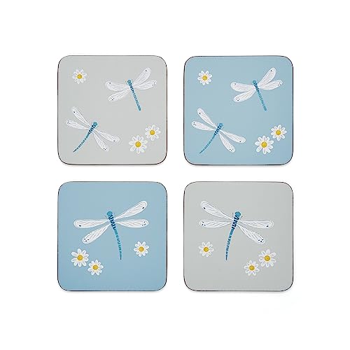 Cooksmart Pack of 4 Drink Coasters | British Designed Eco Cork Drinks Coasters For Modern Homes | Coasters For Drinks For All Types of Cups & Mugs - English Meadows