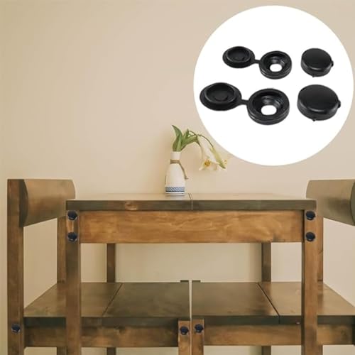 RXKFIGX 200 PCS Black Plastic Screw Cap Screw Covers Folding Screw Cover Plastic Screw Caps Snap Caps Washer Covers Flip Tops for Covering Screw Protection Cabinets Furniture Shelf - Image 4
