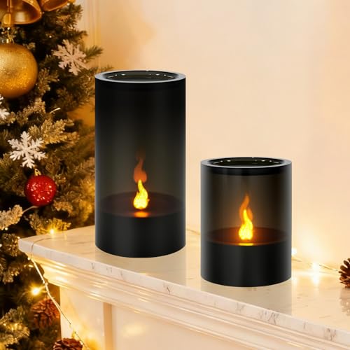 Dixmas Flammenlose LED Kerzen Set Batteriebetriebene LED Stumpenkerzen Dekorative Kerzen für Zimmer, Geburtstage, Hochzeiten, Partys und Weihnachtsdekoration, Acryl Kerzen 2er Set, 8 x 10/15 cm
