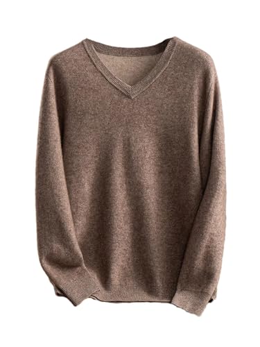 Men's Cashmere Sweater Fall Winter Basic V-Neck Long Sleeve Sweater Pullovers