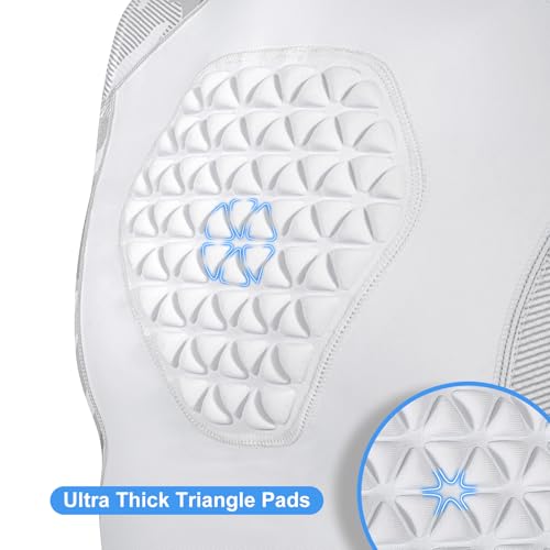 Youth Baseball Chest Protector Softball Padded Compression Shirt Support Softball、Football、 Lacrosse Heart Sternum Guard (White/Camo)