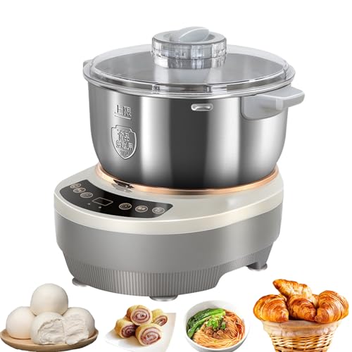 220V Stainless Steel Dough Maker, 5L/7L Dough Flour Mixer Machine, Dough Kneading Machine with Ferment Function, Electric Stand Dough Mixer Bread Proofer with Timing &touch Panel for Home Baking (5L)