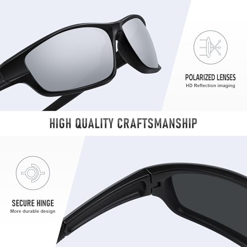 Image of Polarized Sports Sunglasses for Men Women Driving Cycling Fishing Wrap Around Sun Glasses UV400 Protection