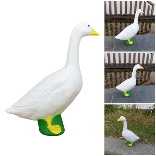 Oie en résine pour jardin : petite statue décorative texturée - 3