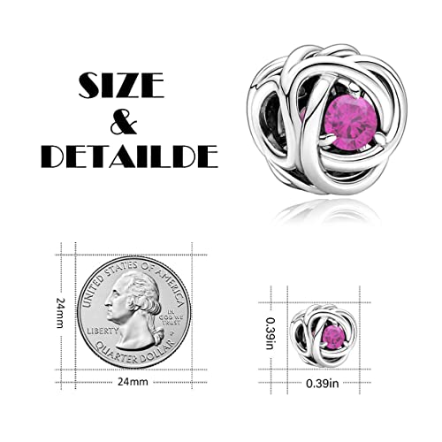 Image of VALGACLS Birthstone Charms 925 Sterling Silver Birthstone Charms