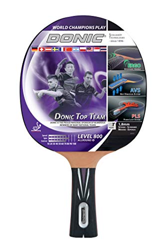 Donic-Schildkröt Raqueta de Tenis de Mesa Top Team 800, Varios Colores-Holz/Natur, Mango AVS & PLS, Esponja de 1,8 mm, Almohadilla Vari Slick-ITTF, 754198