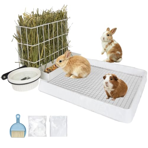 BESNEW 3-in-1 Rabbit Hay Feeder and Litter Box
