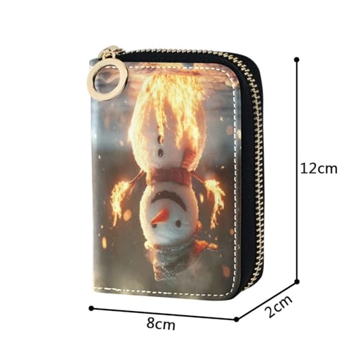Credit Card Holder Christmas Fire Snowman Wallet for Women Leather Business Card Case With Zipper 202b64974