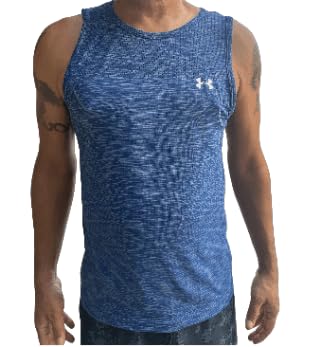 Under Armour Mens' Sleeveless Fitted Tank, Blue, Extra Large, Blue/White