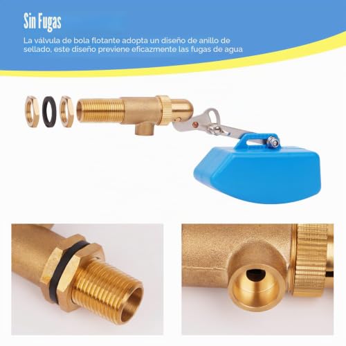 Válvula flotante de latón 1/2 automática con brazo ajustable para estanques 3