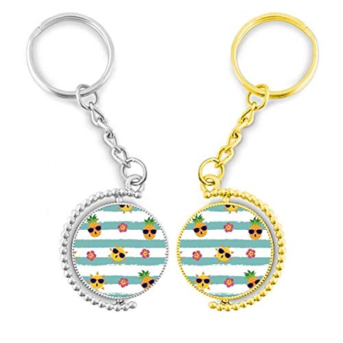 Fleur de verre river porte-clés luxe doré avec motif ananas artistique