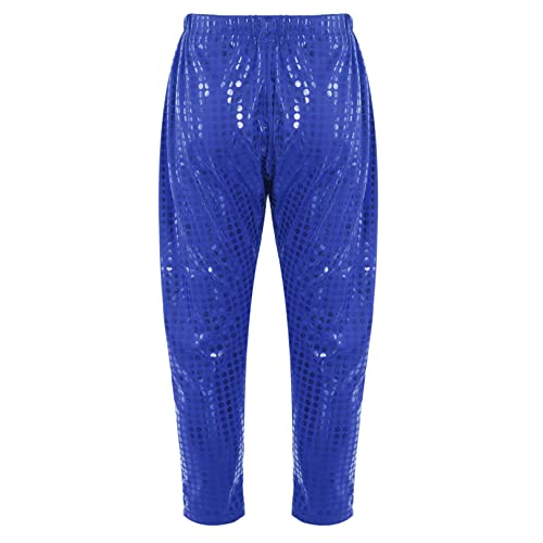 FEESHOW Boys Girls Metallic Shiny Loose Baggy Pants Kids High Waist Trousers for Hip Hop Jazz Streetwear Dancewear2