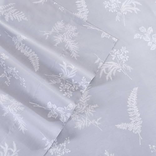 Image of Stone Cottage - Sheet Set, Crisp & Breathable Percale Cotton Bedding with Matching Pillowcases, 200-Thread Count, Deep Pocket, Vintage Inspired Home Essentials (Foliage Grey, Full)