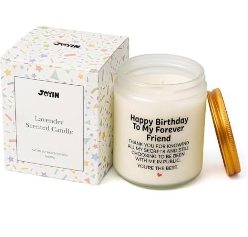 Image of JOYIN Lavender Candle Friend Birthday Gifts, Best Birthday Friendship Gifts for 30th 40th 50th Women Female, Premium Soy Wax