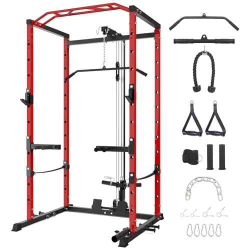 Power Cage with LAT Pulldown and Landmine Attachments