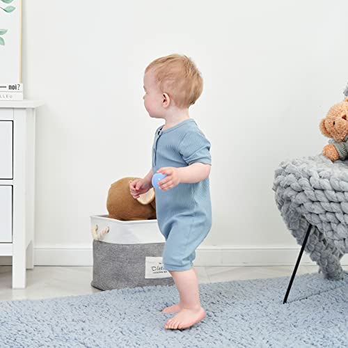 Bafeicao Baby Boy Girl 2 Pack Solid Romper Ribbed Short Sleeve Bodysuit Jumpsuit Infant Knitted Outfits Clothes, Blue+Navy, 0-3M #TOP3