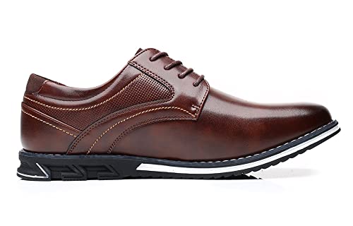 Santimon Mens Casual Walking Leather Sneakers Comfort Oxfords Lace Up Fashion Moccasin Shoes3