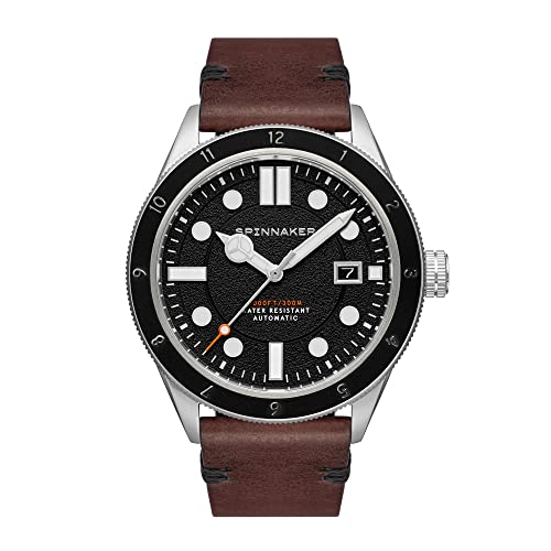 Spinnaker Herren 43mm Cahill 300 Automatik Carbon Watch mit echtem Lederband SP-5096-01