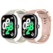 Produktbild MoKo Armband Kompatibel mit Redmi Watch 4 Armband/Xiaomi Mi Band 8 Pro, Weiches TPU Ersatzarmband Schnellverschluss Uhrenarmband Sportarmband für Damen und Herren, Elfenbein Weiß+Rosa